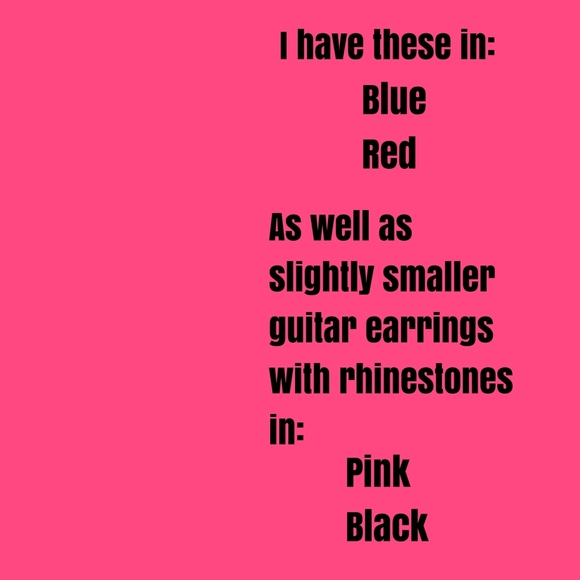 Guitar Earrings Pink Black & Silver - Picture 5 of 8